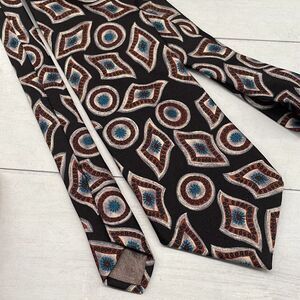 Vintage Pierre Balmain Silk Ties For‎ Mens Black Maroon Geometric Print Italy